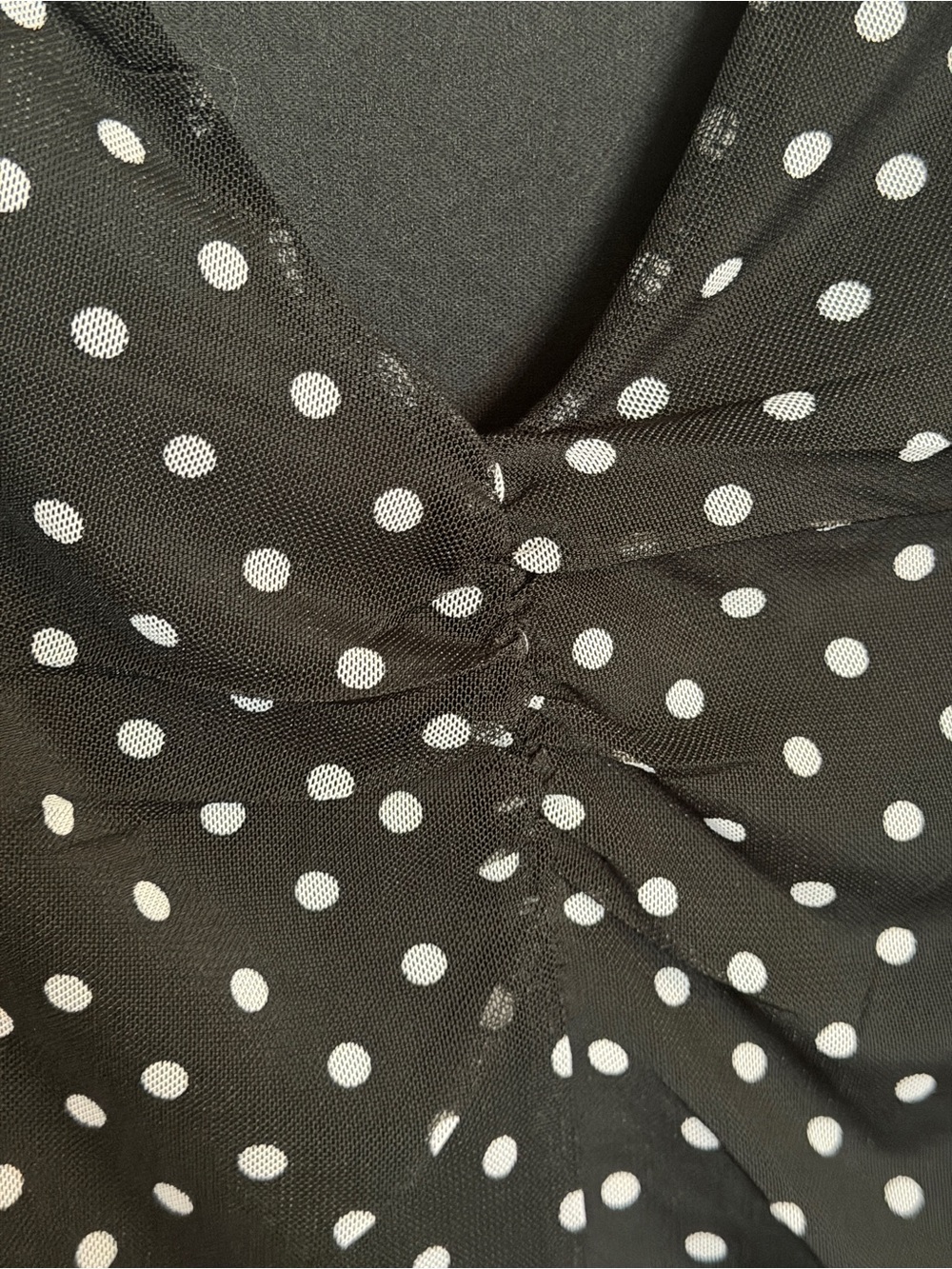 Harlow & Rose Black White Polka Dot Midi Dress Tie Waist Sheer Sleeve Size Small - Picture 6 of 8